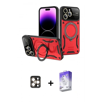 MARSİLYAN™- iPhone 16 Pro Max Kılıf Kıvılcım Modern Serisi - Siyah Bilvis 5in1 3D Magic Cam Ekran Koruyucu + PVD Metal Kamera Lens - GD