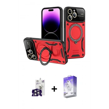 MARSİLYAN™- iPhone 16 Pro Max Kılıf Kıvılcım Modern Serisi - Siyah Bilvis 5in1 3D Magic Cam Ekran Koruyucu + Bilvis Titan Kamera Lens - TMGI