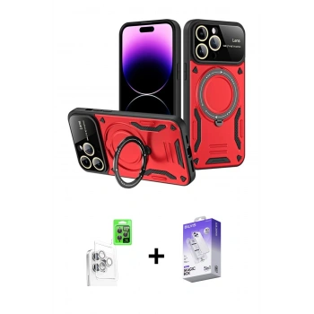 MARSİLYAN™- iPhone 16 Pro Max Kılıf Kıvılcım Modern Serisi - Siyah Bilvis 5in1 3D Magic Cam Ekran Koruyucu + Raze Metal Kamera Lens - BZ