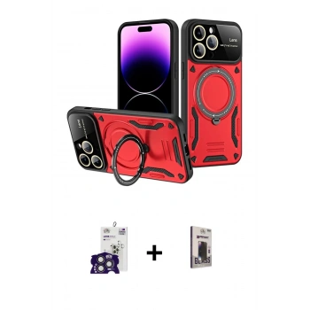 MARSİLYAN™- iPhone 16 Pro Max Kılıf Kıvılcım Modern Serisi - Siyah Bilvis Hayalet Cam Ekran Koruyucu + Bilvis Titan Kamera Lens - TMGI