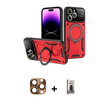 MARSİLYAN™- iPhone 16 Pro Max Kılıf Kıvılcım Modern Serisi - Siyah Bilvis Hayalet Cam Ekran Koruyucu + Pers Alüminyum Kamera Lens - CLTM