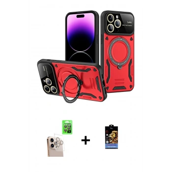 MARSİLYAN™- iPhone 16 Pro Max Kılıf Kıvılcım Modern Serisi - Siyah Buffer Hayalet Cam Ekran Koruyucu + Raze Metal Kamera Lens - NLGY