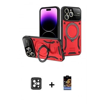 MARSİLYAN™- iPhone 16 Pro Max Kılıf Kıvılcım Modern Serisi - Siyah Buffer Hayalet Cam Ekran Koruyucu + PVD Metal Kamera Lens - SH