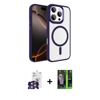 MARSİLYAN™- iPhone 16 Pro Max Kılıf Kıvılcım Prime - Şeffaf 360 Full Body Arka Koruyucu + Bilvis Titan Kamera Lens - GS