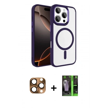 MARSİLYAN™- iPhone 16 Pro Max Kılıf Kıvılcım Prime - Şeffaf 360 Full Body Arka Koruyucu + Pers Alüminyum Kamera Lens - CLTM