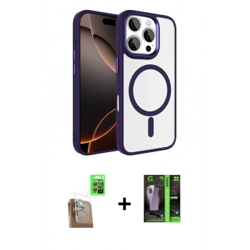 MARSİLYAN™- iPhone 16 Pro Max Kılıf Kıvılcım Prime - Şeffaf 360 Full Body Arka Koruyucu + Raze Metal Kamera Lens - CLTM