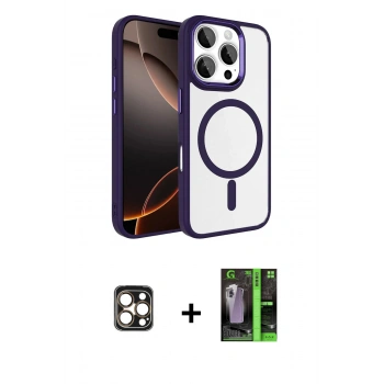 MARSİLYAN™- iPhone 16 Pro Max Kılıf Kıvılcım Prime - Şeffaf 360 Full Body Arka Koruyucu + PVD Metal Kamera Lens - GD