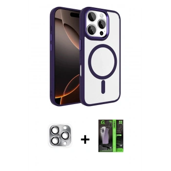 MARSİLYAN™- iPhone 16 Pro Max Kılıf Kıvılcım Prime - Şeffaf 360 Full Body Arka Koruyucu + Pers Alüminyum Kamera Lens - GI