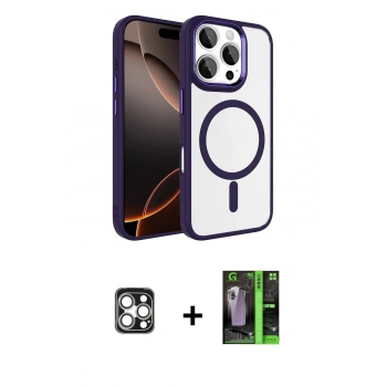MARSİLYAN™- iPhone 16 Pro Max Kılıf Kıvılcım Prime - Şeffaf 360 Full Body Arka Koruyucu + PVD Metal Kamera Lens - GS