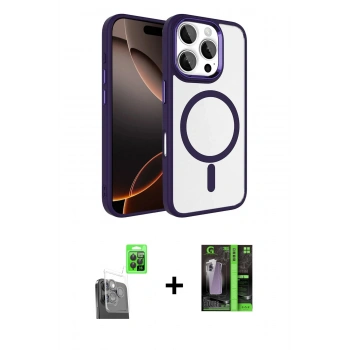 MARSİLYAN™- iPhone 16 Pro Max Kılıf Kıvılcım Prime - Şeffaf 360 Full Body Arka Koruyucu + Raze Metal Kamera Lens - SH