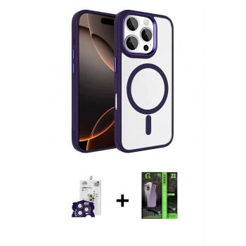 MARSİLYAN™- iPhone 16 Pro Max Kılıf Kıvılcım Prime - Şeffaf 360 Full Body Arka Koruyucu + Bilvis Titan Kamera Lens - TMGI