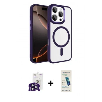 MARSİLYAN™- iPhone 16 Pro Max Kılıf Kıvılcım Prime - Şeffaf Pasifik Cam Ekran Koruyucu + Bilvis Titan Kamera Lens - SH