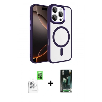 MARSİLYAN™- iPhone 16 Pro Max Kılıf Kıvılcım Prime - Siyah 360 Mat Full Body Arka Koruyucu + Raze Metal Kamera Lens - BZ