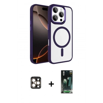 MARSİLYAN™- iPhone 16 Pro Max Kılıf Kıvılcım Prime - Siyah 360 Mat Full Body Arka Koruyucu + PVD Metal Kamera Lens - GD