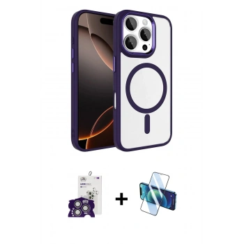 MARSİLYAN™- iPhone 16 Pro Max Kılıf Kıvılcım Prime - Siyah 3D Antistatik Cam Ekran Koruyucu + Bilvis Titan Kamera Lens - GS