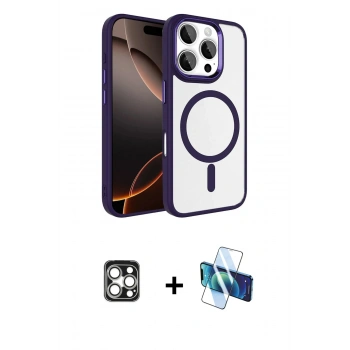 MARSİLYAN™- iPhone 16 Pro Max Kılıf Kıvılcım Prime - Siyah 3D Antistatik Cam Ekran Koruyucu + PVD Metal Kamera Lens - GS