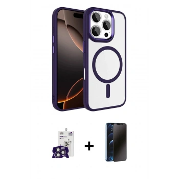 MARSİLYAN™- iPhone 16 Pro Max Kılıf Kıvılcım Prime - Siyah 3D Antistatik Hayalet Cam Ekran Koruyucu + Bilvis Titan Kamera Lens - TMGI