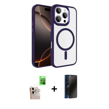 MARSİLYAN™- iPhone 16 Pro Max Kılıf Kıvılcım Prime - Siyah 3D Antistatik Hayalet Cam Ekran Koruyucu + Raze Metal Kamera Lens - NLGY