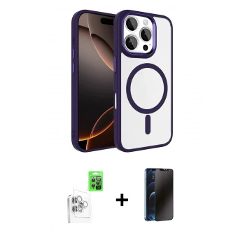 MARSİLYAN™- iPhone 16 Pro Max Kılıf Kıvılcım Prime - Siyah 3D Antistatik Hayalet Cam Ekran Koruyucu + Raze Metal Kamera Lens - BZ