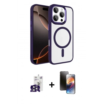 MARSİLYAN™- iPhone 16 Pro Max Kılıf Kıvılcım Prime - Siyah 3D Antistatik Mat Seramik Nano Ekran Koruyucu + Bilvis Titan Kamera Lens - TMGI
