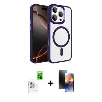 MARSİLYAN™- iPhone 16 Pro Max Kılıf Kıvılcım Prime - Siyah 3D Antistatik Mat Seramik Nano Ekran Koruyucu + Raze Metal Kamera Lens - BZ