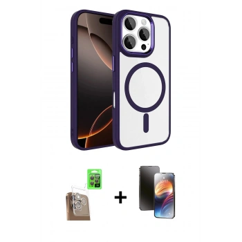 MARSİLYAN™- iPhone 16 Pro Max Kılıf Kıvılcım Prime - Siyah 3D Antistatik Mat Seramik Nano Ekran Koruyucu + Raze Metal Kamera Lens - CLTM