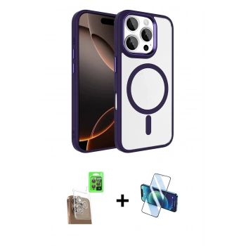 MARSİLYAN™- iPhone 16 Pro Max Kılıf Kıvılcım Prime - Siyah 3D Antistatik Seramik Nano Ekran Koruyucu + Raze Metal Kamera Lens - CLTM