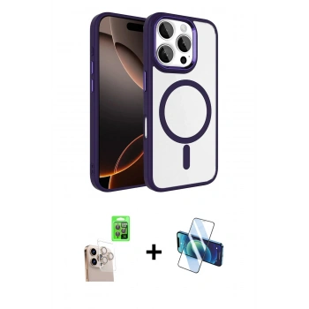MARSİLYAN™- iPhone 16 Pro Max Kılıf Kıvılcım Prime - Siyah 3D Antistatik Seramik Nano Ekran Koruyucu + Raze Metal Kamera Lens - NLGY