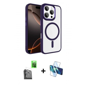 MARSİLYAN™- iPhone 16 Pro Max Kılıf Kıvılcım Prime - Siyah 3D Antistatik Seramik Nano Ekran Koruyucu + Raze Metal Kamera Lens - SH