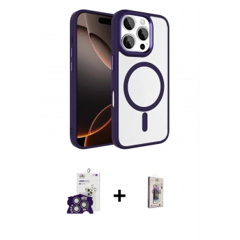 MARSİLYAN™- iPhone 16 Pro Max Kılıf Kıvılcım Prime - Siyah Bilvis 3D Cam Ekran Koruyucu + Bilvis Titan Kamera Lens - GS