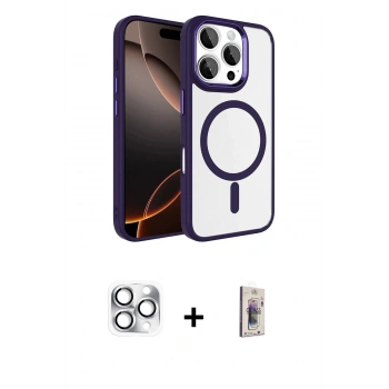 MARSİLYAN™- iPhone 16 Pro Max Kılıf Kıvılcım Prime - Siyah Bilvis 3D Cam Ekran Koruyucu + Pers Alüminyum Kamera Lens - GS