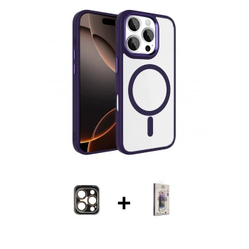 MARSİLYAN™- iPhone 16 Pro Max Kılıf Kıvılcım Prime - Siyah Bilvis 3D Cam Ekran Koruyucu + PVD Metal Kamera Lens - GD