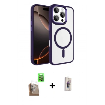 MARSİLYAN™- iPhone 16 Pro Max Kılıf Kıvılcım Prime - Siyah Bilvis 3D Cam Ekran Koruyucu + Raze Metal Kamera Lens - CLTM