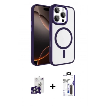MARSİLYAN™- iPhone 16 Pro Max Kılıf Kıvılcım Prime - Siyah Bilvis 3X AR Hayalet Cam Ekran Koruyucu + Bilvis Titan Kamera Lens - TMGI
