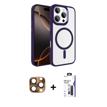 MARSİLYAN™- iPhone 16 Pro Max Kılıf Kıvılcım Prime - Siyah Bilvis 3X AR Hayalet Cam Ekran Koruyucu + Pers Alüminyum Kamera Lens - CLTM
