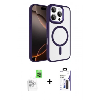 MARSİLYAN™- iPhone 16 Pro Max Kılıf Kıvılcım Prime - Siyah Bilvis 3X AR Hayalet Cam Ekran Koruyucu + Raze Metal Kamera Lens - BZ