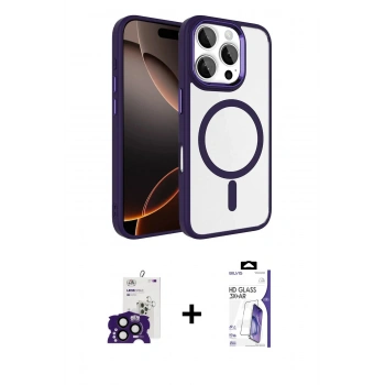MARSİLYAN™- iPhone 16 Pro Max Kılıf Kıvılcım Prime - Siyah Bilvis 3X AR HD Cam Ekran Koruyucu + Bilvis Titan Kamera Lens - SH