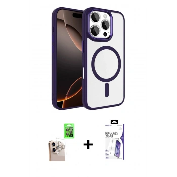 MARSİLYAN™- iPhone 16 Pro Max Kılıf Kıvılcım Prime - Siyah Bilvis 3X AR HD Cam Ekran Koruyucu + Raze Metal Kamera Lens - NLGY