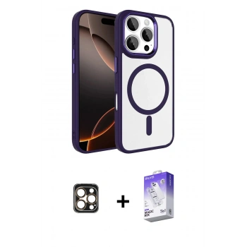 MARSİLYAN™- iPhone 16 Pro Max Kılıf Kıvılcım Prime - Siyah Bilvis 5in1 3D Magic Cam Ekran Koruyucu + PVD Metal Kamera Lens - GD
