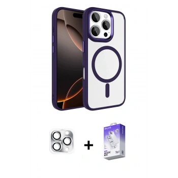 MARSİLYAN™- iPhone 16 Pro Max Kılıf Kıvılcım Prime - Siyah Bilvis 5in1 3D Magic Cam Ekran Koruyucu + Pers Alüminyum Kamera Lens - GS