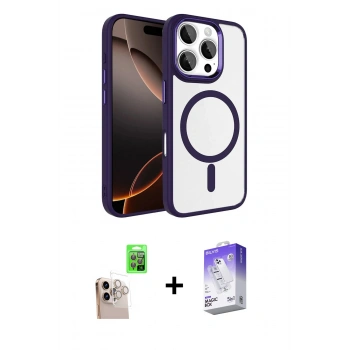 MARSİLYAN™- iPhone 16 Pro Max Kılıf Kıvılcım Prime - Siyah Bilvis 5in1 3D Magic Cam Ekran Koruyucu + Raze Metal Kamera Lens - NLGY
