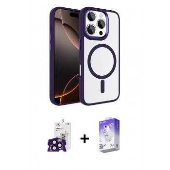 MARSİLYAN™- iPhone 16 Pro Max Kılıf Kıvılcım Prime - Siyah Bilvis 5in1 3D Magic Cam Ekran Koruyucu + Bilvis Titan Kamera Lens - SH