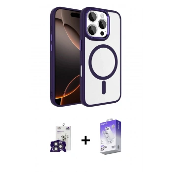 MARSİLYAN™- iPhone 16 Pro Max Kılıf Kıvılcım Prime - Siyah Bilvis 5in1 3D Magic Cam Ekran Koruyucu + Bilvis Titan Kamera Lens - TMGI