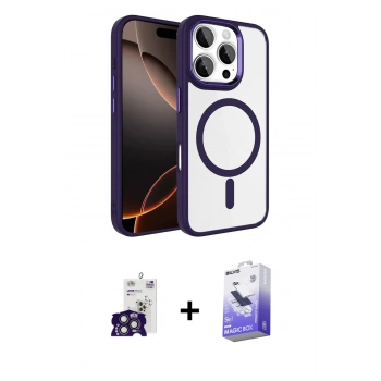 MARSİLYAN™- iPhone 16 Pro Max Kılıf Kıvılcım Prime - Siyah Bilvis 5in1 5D Magic Hayalet Cam Ekran Koruyucu + Bilvis Titan Kamera Lens - TMGI