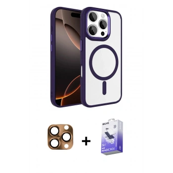 MARSİLYAN™- iPhone 16 Pro Max Kılıf Kıvılcım Prime - Siyah Bilvis 5in1 5D Magic Hayalet Cam Ekran Koruyucu + Pers Alüminyum Kamera Lens - CLTM