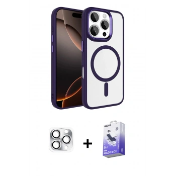MARSİLYAN™- iPhone 16 Pro Max Kılıf Kıvılcım Prime - Siyah Bilvis 5in1 5D Magic Hayalet Cam Ekran Koruyucu + Pers Alüminyum Kamera Lens - GS