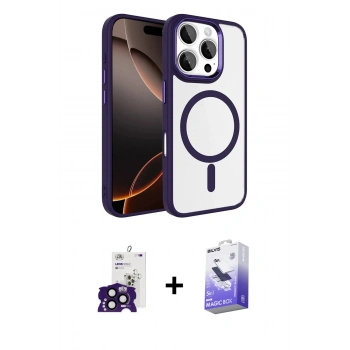 MARSİLYAN™- iPhone 16 Pro Max Kılıf Kıvılcım Prime - Siyah Bilvis 5in1 5D Magic Hayalet Cam Ekran Koruyucu + Bilvis Titan Kamera Lens - SH