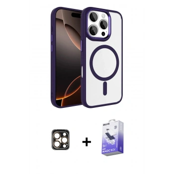 MARSİLYAN™- iPhone 16 Pro Max Kılıf Kıvılcım Prime - Siyah Bilvis 5in1 5D Magic Hayalet Cam Ekran Koruyucu + PVD Metal Kamera Lens - GD