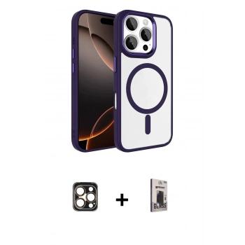 MARSİLYAN™- iPhone 16 Pro Max Kılıf Kıvılcım Prime - Siyah Bilvis Hayalet Cam Ekran Koruyucu + PVD Metal Kamera Lens - GD