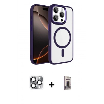 MARSİLYAN™- iPhone 16 Pro Max Kılıf Kıvılcım Prime - Siyah Bilvis Hayalet Cam Ekran Koruyucu + Pers Alüminyum Kamera Lens - GI